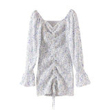 Slash Neck Drawstring Dress