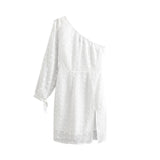 Shoulder Dots Embroidery Slim Dress