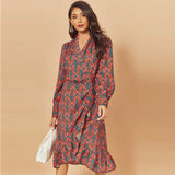 New Women Print Ruffle Dress