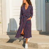 Fashion Striped Midi Dress