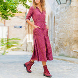 Fashion Lady Floral Shirt Dress